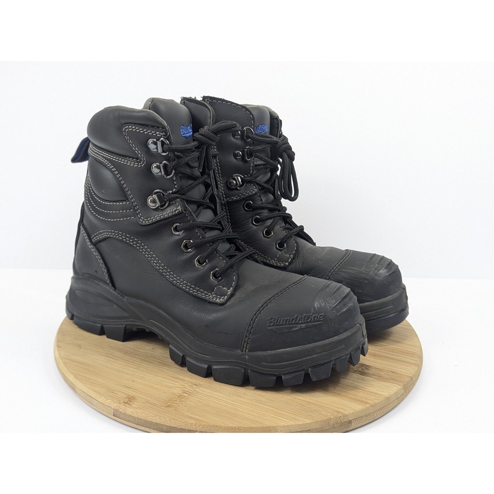 Blundstone Work Series Boots Mens 7.5 Safety Steel Toe Zip Up Gray Construction